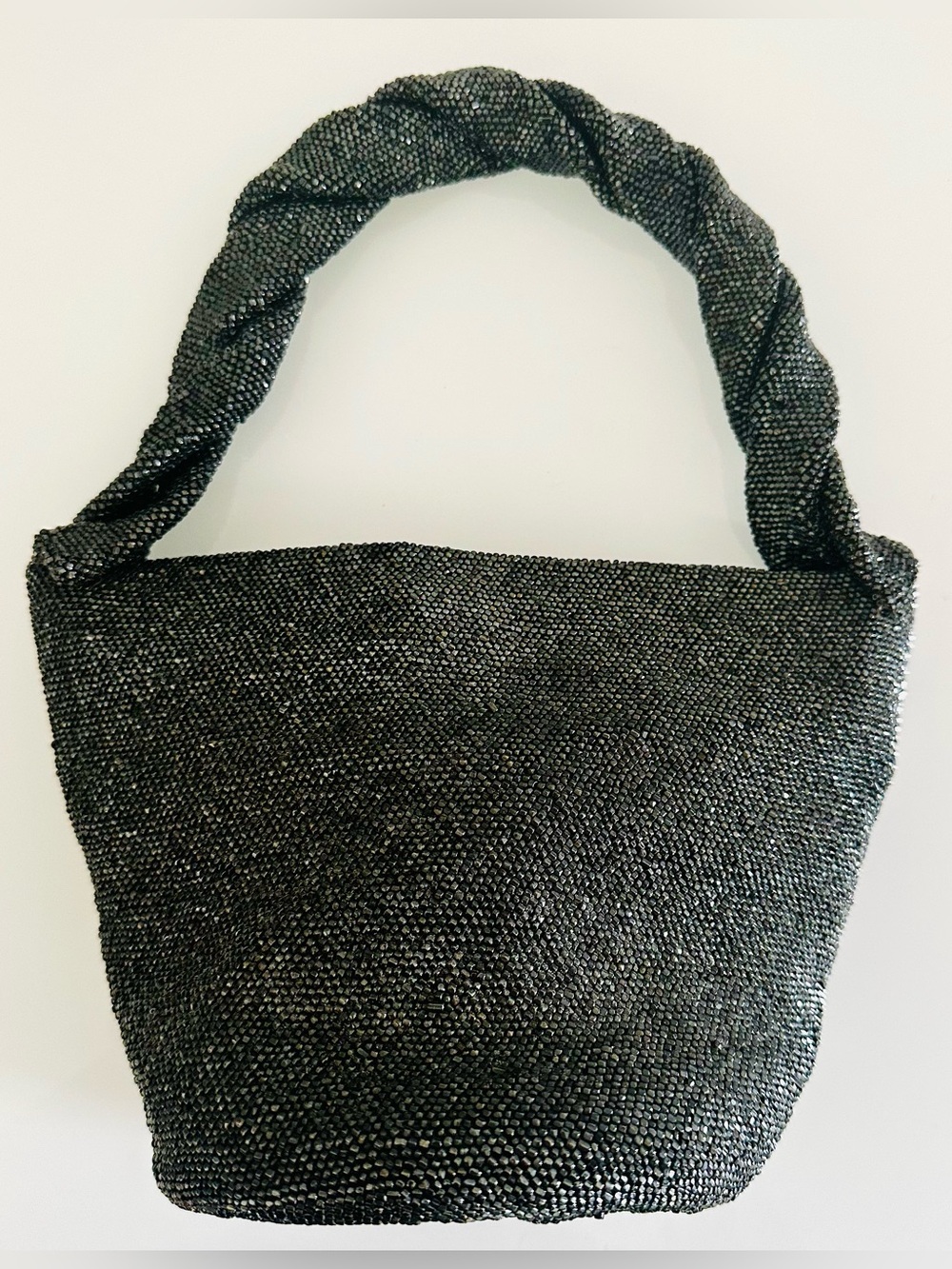Black Beaded Evening Bag - Unbranded